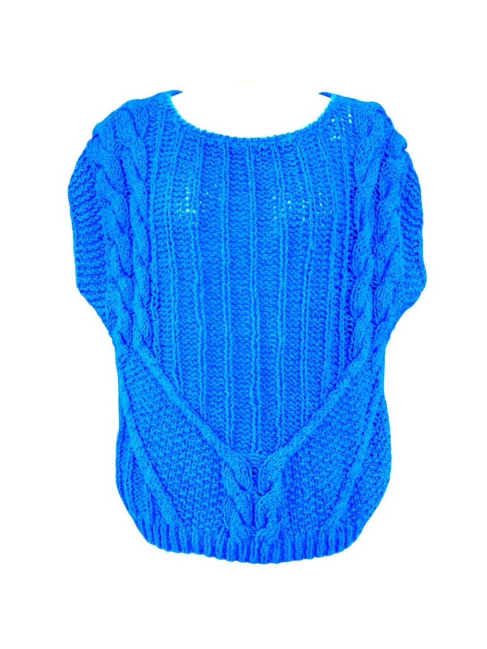 1980s Blue Knit Cap Sleeve Top - Renee Tener for Jeanne Pierre - Medium